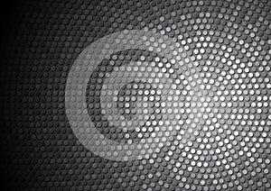 Abstract Dark Background with Shiny Grey Circular Dots Pattern