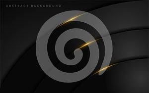 Abstract dark black geometry background combine with golden line