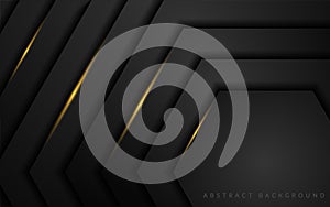 Abstract dark black geometry background combine with golden line