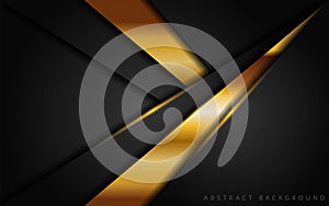 Abstract dark black geometry background combine with golden line