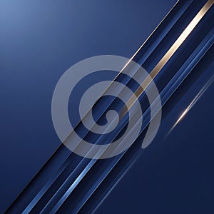 Abstract Dark Blue Background with Diagonal Metallic Gold and Silver Stripes navy