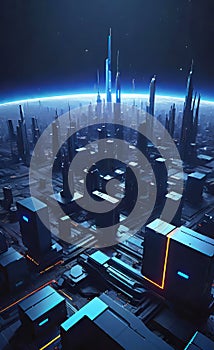 abstract dark blue background, statistical resampling data sci-fi,