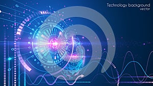 Abstract dark blue futuristic background. Vector. Hi-tech illustration. Futuristic software radar display. HUD user interface.