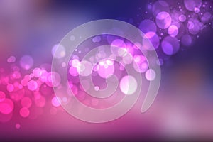 Abstract dark blue gradient pink purple background texture with glitter defocused sparkle bokeh circles and glowing circular