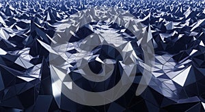 Abstract dark blue low poly triangular surface background