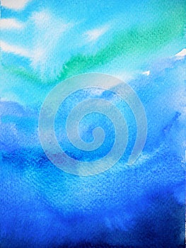 Abstract dark blue sky water sea ocean wave watercolor painting