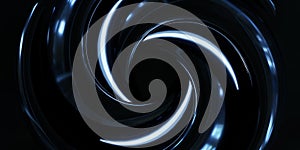 Abstract dark blue spiral design capturing motion and light dynamics 3d render illustration