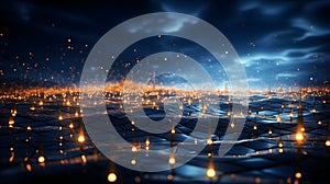 Abstract dark blue technical background. Technology background with line and dot particles surface