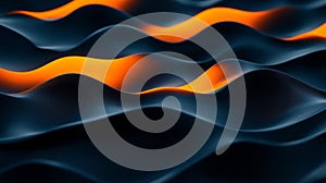 Abstract Dark Blue Wave Pattern With Orange Highlights