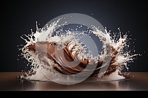 Abstract dark chocolate wave splash background ideal for design projects and creative endeavors photo