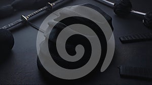 Abstract dark composition with objects and shadows for design