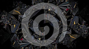 Abstract Dark Geometric Crystal Fragmented Pattern