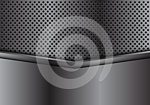 Abstract dark gray metal arrow on circle mesh design modern luxury futuristic background texture vector.