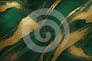 abstract dark green and gold painting on canvas background texture
