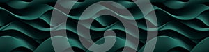 Abstract dark green leather structured 3d waves texture background banner panorama, seamless pattern (Generative Ai