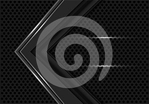 Abstract dark grey arrow direction on black circle mesh design modern futuristic background vector