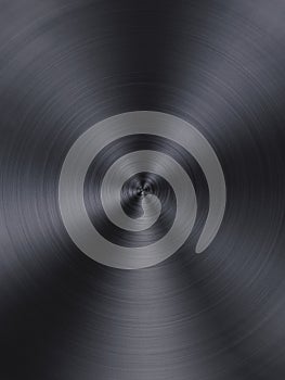 Abstract Dark Grey Black metallic steel background in portrait. vinyl record circle texture.