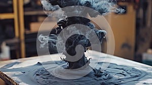 Abstract Dark Grey Ink Swirling in a Vortex