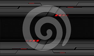 Abstract dark grey metallic circle mesh red light power black line cyber geometric design modern technology futuristic creative