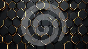 Abstract Dark Hexagonal Pattern with Golden Edges