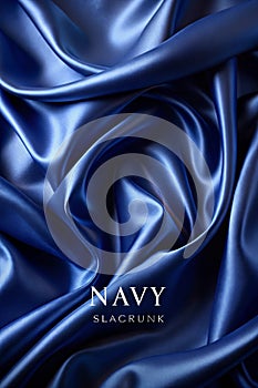 Abstract dark navy blue satin fabric photo