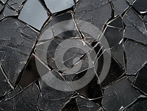 Abstract dark obsidian shards background with sharp edges.