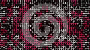 Abstract dark pink and white transforming surface of moving squares, seamless loop. Animation. Rows of square shaped