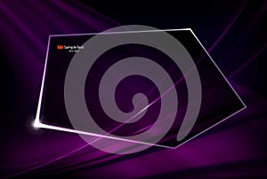 Abstract dark purple design with shiny lines and polygonal transparent frame
