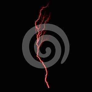 Abstract dark red lighting natural thunder realistic magic overlay bright glowing effect on black