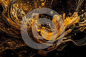 - abstract dark splashes, art decors, gold picture, 18, generative ai