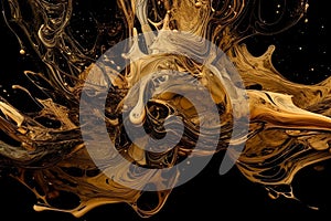 - abstract dark splashes, art decors, gold picture, 19, generative ai