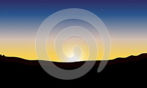 Abstract dark sunset landscape