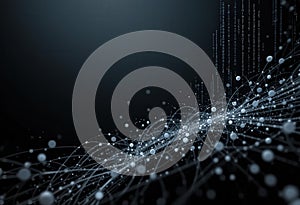 Modern Abstract Digital Illustration Flowing Light Particles Lines Dark Background - Futuristic