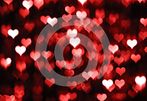 Abstract dark valentine background with red hearts