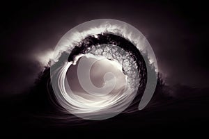 Abstract dark wave swirl with ethereal light and shadow play