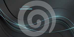 Abstract dark wavy background with golden lines