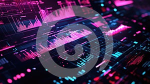 Abstract data analysis displaying graphs and statistics