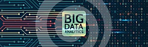 Abstract data background with binary code. Circuit board cpu analysis of Information. Machine learning algorithm visualization.