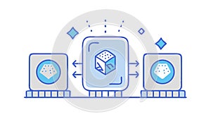 Abstract data cube network, symbolizing interconnected systems. vector design Generative AI