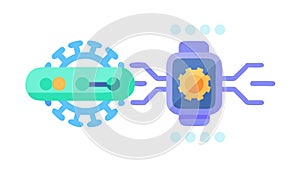 Abstract data flow, connectivity with mechanical gears, vector design Generative AI
