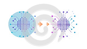 Abstract Data Flow Digital Processing Network Concept, vector design Generative AI