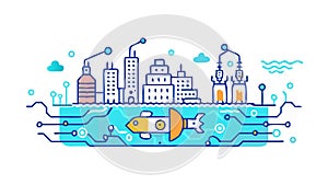 Abstract Data Flow Network Communication Icon, vector design Generative AI