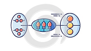 Abstract Data Flow and Network Connection Diagram Icon, vector design Generative AI