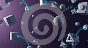 Abstract data flow network in purple space