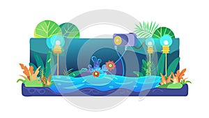 Abstract Data Flow Quantum Computing, vector design Generative AI