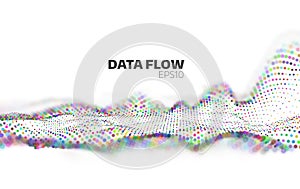 Abstract Data flow visualization. Information stream. Particles network
