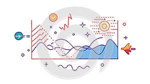 Abstract Data Line Chart Graph Icon, vector design Generative AI