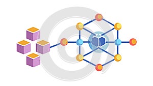 Abstract data network, blockchain, interconnected system, vector design Generative AI