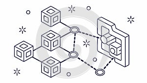 Abstract Data Network with Interconnected Cubes, vector design Generative AI