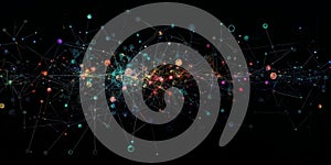 Abstract data network visualization with colorful nodes and dark background